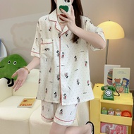 Noomlamoons ชุดนอนไหมญี่ปุ่น ชุดนอนแขนสั้นขาสั้น ชุดนอนผ้านิ่มใส่สบาย ชุดนอนแฟชั่น Free size ชุดนอนล