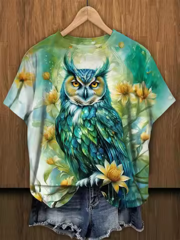 Plus Size 3D Print Kawaii Cat Tshirt Female Floral Graphic Casual Short Sleeve Tees Tops O-Neck T Sh