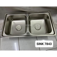Kitchen Sink Stainless Zink 7843 2 Bowl Mangkok 2 Lubang Besar Jumbo