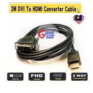 2m DVI CABLE 24+1 TO HDMI CABLE HDMI MALE CONVERTER ADAPTER CONNECTOR DVI/HD