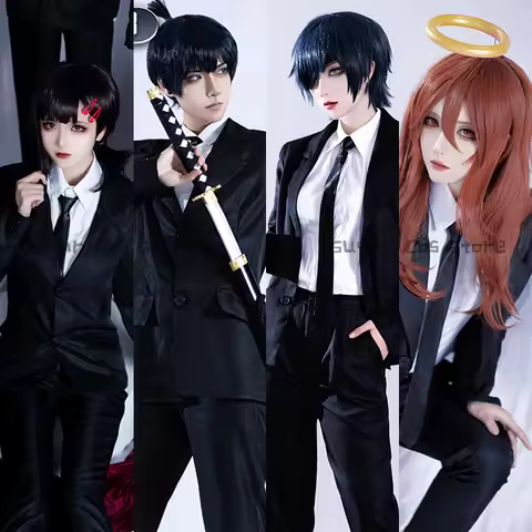 Angel Devil Hayakawa Aki Cosplay Costume Wig Higashiyama Kobeni Himeno Denji DK Black Suit Uniform S