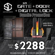 Main Door and Gate with Lockin S30 Pro Door Digital Lock and Lockin Model V Gate Digital Lock Bundle