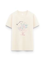 AIIZ (เอ ทู แซด) - เสื้อยืดคอกลมผู้หญิง พิมพ์ลายกราฟิก Womens Flower Graphic T-Shirt