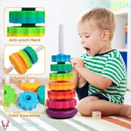 ANEMONE Rotating Rainbow Tower, Montessori Environmental Protection Baby Stacking Puzzle Toys, Safet