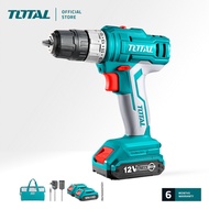 TOTAL Li-ion Cordless Drill (25Nm) + 1.5Ah Battery (12V/2 Pcs) + Charger + Bag + Cr-V Screwdriver Bi