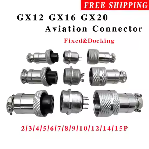 5/10/100Set GX12/GX16/GX20 Aviation Connector Male/Female 2/3/4/5/6/7/8/9/10/12/14/15Pin Docking/Fix