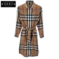 Burberry 8046712 棕色 Nova 格紋羊毛腰帶連身裙 34 碼 [二手]