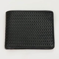 🇫🇷 Pierre Cardin French Woven Pattern Print Simple Leather Wallet with Photo / ID Card Window in Bla