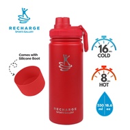 RECHARGE Sports Gallery Aqua Vacuum Flask Tumbler w/ Silicone Boot Stainless Steel Bottle