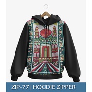 MERAH Red Mosque Prayer Rug Zipper Hoodie Jacket 3D Printing PREMIUM Prayer Rug Motif Jacket ZIP-77