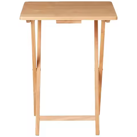 Folding TV Tray Table, Rubberwood, Natural, 19" x 14.5" x 26", Indoor, 1 Piece