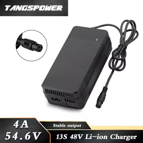 54.6V 4A Lithium Battery Charger For 13Series 48V Li-ion Battery Pack Fast Charging 3-Pin GX12 Conne