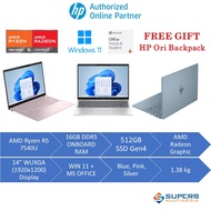 HP Pavilion Plus 14-ey0039AU blue, 14-ey0040AU pink, 14-ey0041AU silver Laptop (AMD R5-7540U, 16gb r