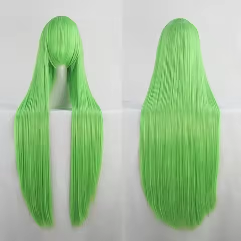 Anime Code Geass C.C CC Empress 100cm 39" Green Long Straight Cosplay Wig Synthetic Wigs