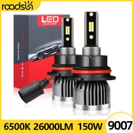 Roadsun 2Pcs LED Car Headlight LED 9007 HB5 Hi/Lo All-In-One Fog Light Bulb 26000LM 150W 6500K Cold 