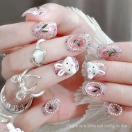 Wearing Nails Manicure Cute Girl Cartoon Rabbit Fake Nails Nail Stickers Patch Wearing Manicure Stic