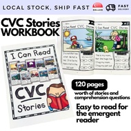 Local Kids Phonics I Can Read CVC Stories Comprehension Activity Workbook / CVC Spelling Flashcards