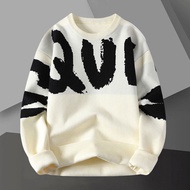 Letter Contrast Printing Sweater Pullover Crew Neck Men Sweater Korean Sweater Designer Fashion Knit