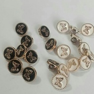 100 PCS MUSHROOM BUTTONS BLACK, WHITE, GOLD BUTTERFLY MOTIF SHIRT BUTTONS 11 MM