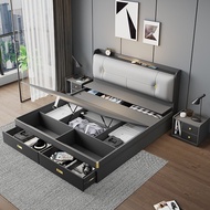 🇸🇬⚡ Modern Storage Bed Frame Solid Wood Bed Frame With Storage Bed Frame With Mattress Super Single/Queen/King Bed Frame