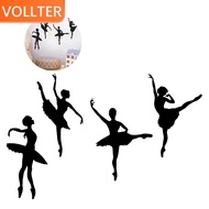 1/2/3 4Pcs Ballet Mirror Stickers Detachable Home Decal Detachable Sticker Set Bedroom Dancing-Room Background Decorations