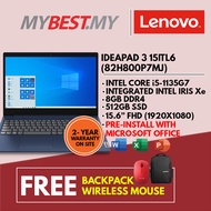 LENOVO IDEAPAD 3 15ITL6 82H800P7MJ (BLUE) / 82H800P8MJ (GREY)  ( I5-1135G7, 8GB, 512GB SSD, INTEL, W