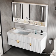 Light Luxury Bathroom Cabinet Bathroom Table Basin Wash Basin Cabinet Combination Simple Modern Smart round Mirror Cabi