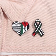 READY STOCK MALAYSIA.PIN BROOCH PALESTINE RIBBON AND HEART PIN BROOCH.DELIVERY NEXT DAY