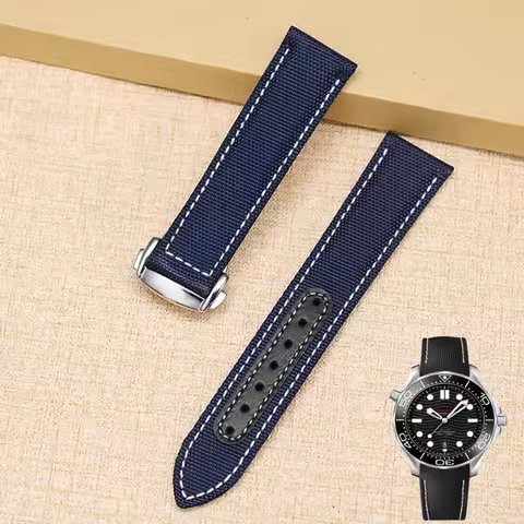 For Omega Speedmaster Snoopy 310 311, New Seamaster 231, AT150 - Nylon Watch Strap / Genuine Leather
