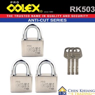 COLEX RK503 3 pcs 50mm Anti-Cut Shackle Chrome Padlock Keyed Alike Set