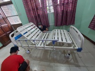 2 CRANKS HOSPITAL BED COMPLETE PACKAGE WITH FOAM,OVERBED TABLE,IV POLE