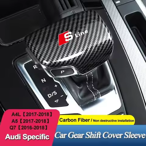 Car Carbon Fiber Gear Lever Cover Gear Shift Head Decorate Sticker For Audi Sline A6L A7 RS A4 A5 A6
