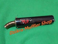 Silencer only knalpot racing R9 stainless steel carbon untuk motor 2 tak Ninja 150 R RR SS / RX-King