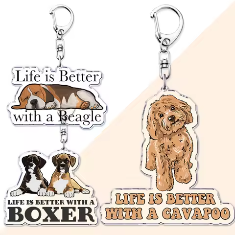 Life Is Better with A Dog Keychain for Accessories Cavapoo Husky Lab Shepherd Boxer Godlen Beagle Ke