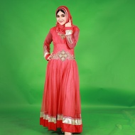 Jurida Set + Long Hijab Mesh Fabric (Decorated With Diamonds On The Chest Waist Sleeves With Lining 