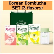 Korean Teazen Kombucha Popular 3-Flavor Set – Peach, Lemon, Shine Muscat (30 Sticks + Eco Bottle) l 