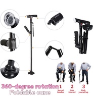 360 Pivot Foldable Walking Stick 1pc Pro Light Weight Crutch Sport Injury Cane Mobility Aid Tongkat 