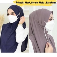 Tudung Instant Medina Earloop Kain Mosscrepe Size M