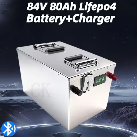 84V 80Ah LiFePO4 Battery with 27S 86.4V BMS | 10A Fast Charger Included, Heavy-Duty Deep Cycle for I