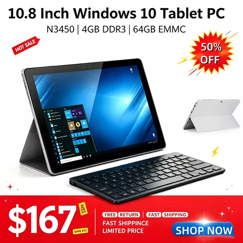 10.8 Inch T10 CWI 540 Windows 10 Full HD 64 Bit Tablet PC N3450 CPU Quad Core, 4GB DDR3 RAM 64GB ROM