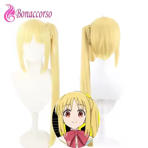 Bocchi The Rock Ijichi Nijika Cosplay Wig Yellow Synthetic Ponytail Long Straight Wig Anime Coser Cu