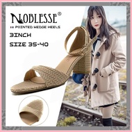 ◸ ♂ Noblesse Korean Suede High Heel Sandals Block Heels KF40921