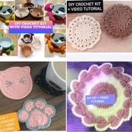 DIY CROCHET KIT beginner COASTER KNITTING LEARNING PACKAGE WITH KNITTING TUTORIAL VIDEO flower COAST