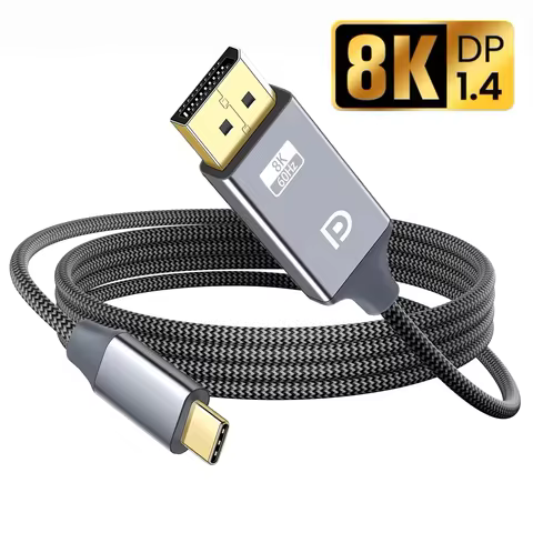 1.8M USB C Thunderbolt3 To 4K 8K@60Hz DisplayPort Adapter Type-C To DP1.2 DP1.4 Cable for Macbook Pr
