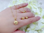 (083) 10k Gold 2in1 Set Necklace &amp; Earrings