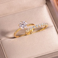 แหวนเงินสเตอร์ลิง S925 2 ชิ้นพร้อมโมอิซาไนต์ทรงกลม 1.2 กะรัต ดีไซน์ทันสมัยและเรียบง่าย เครื่องประดับ