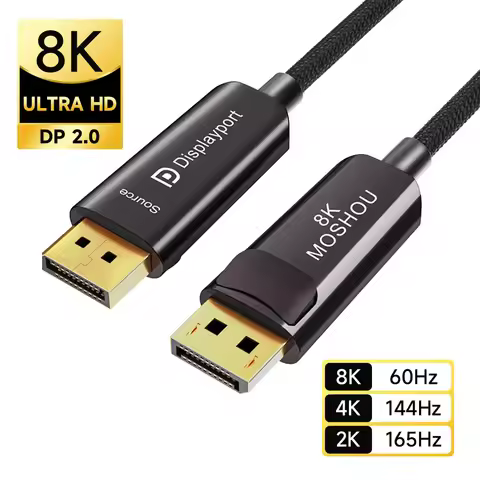 MOSHOU 8k Optical Fiber DP 2.0 Cable High Speed 80Gbps Bandwidth DisplayPort 2.0 Cable for Gaming Mo