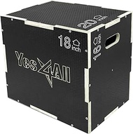 Yes4All 3 in 1 Wooden Plyometric Box Plyo Box - Holds Up to 450lbs - Versatile Plyometric Box for Home Gym and Outdoor Workouts