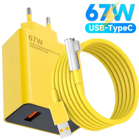 67W USB To TypeC Fast Charger Phone Charger Power Adapter USB Type C Cable for IPhone 16/15 Samsung