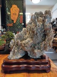 [台南寶麗古典傢俱藝品館]~千年天然珊瑚化石藝術~海底珊瑚漂亮自然形成~花梨木座~長34寬19高45公分~總重7.8公斤